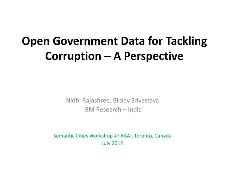 open government data for tackling corruption a perspective
