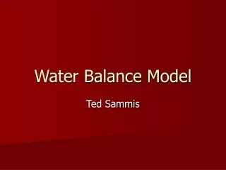 Water Balance Model