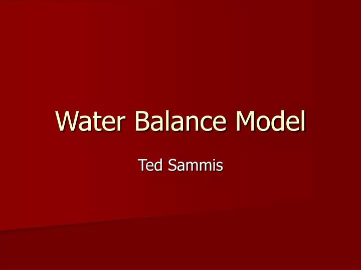 water balance model