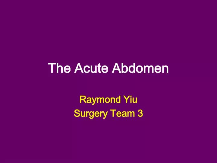 the acute abdomen