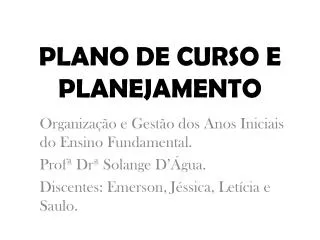 plano de curso e planejamento