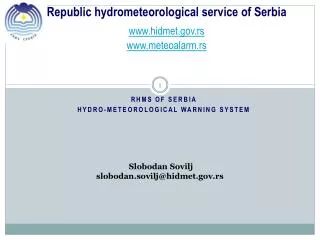 Republic hydrometeorological service of Serbia hidmet.rs meteoalarm.rs