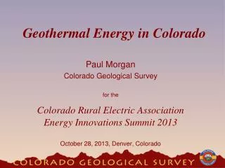 Geothermal Energy in Colorado