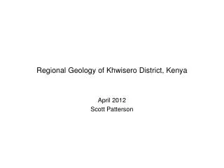 Regional Geology of Khwisero District, Kenya