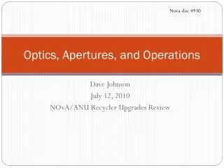 Optics, Apertures, and Operations