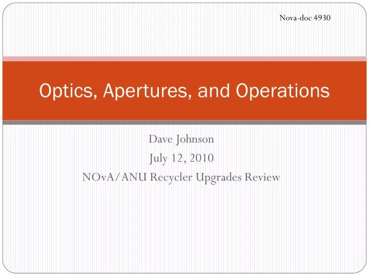 optics apertures and operations