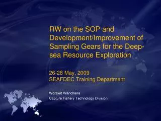 RW on the SOP and Development/Improvement of Sampling Gears for the Deep-sea Resource Exploration