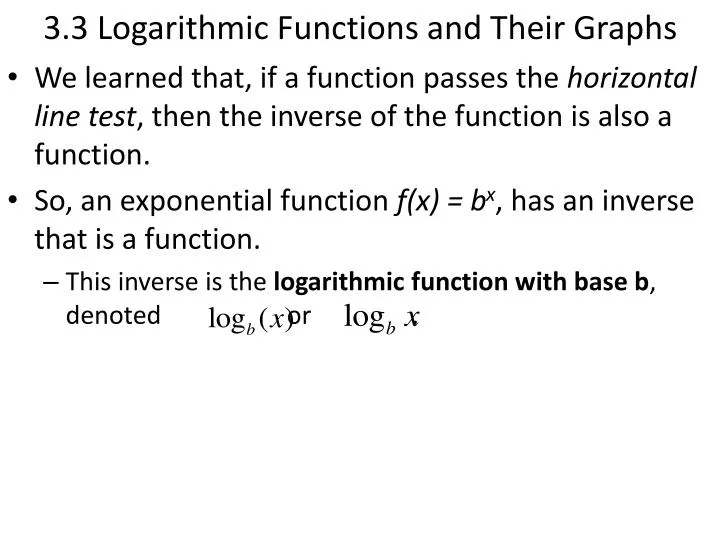 3 3 logarithmic functions and their graphs
