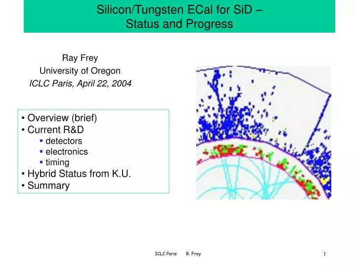silicon tungsten ecal for sid status and progress