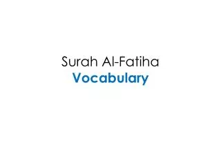 Surah Al-Fatiha Vocabulary