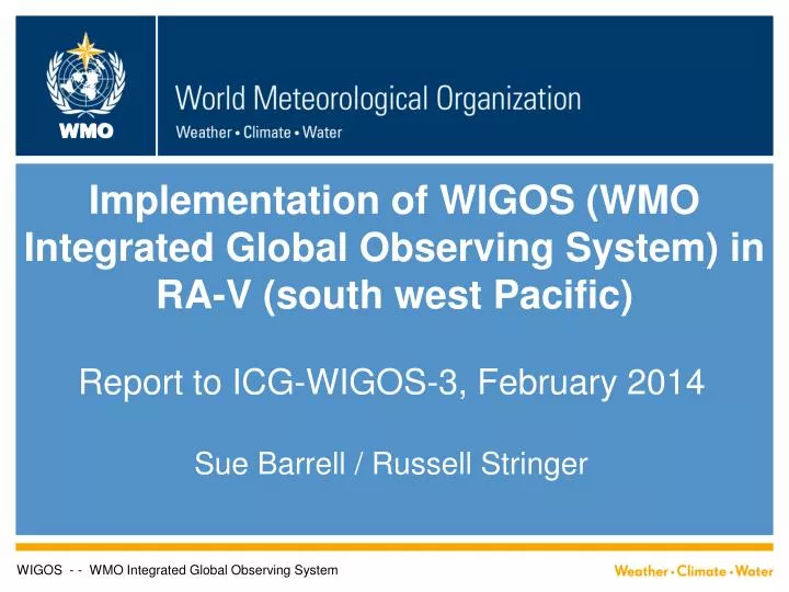 implementation of wigos wmo integrated global observing system in ra v south west pacific