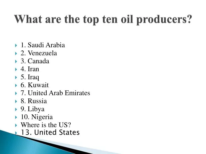 what are the top ten oil producers