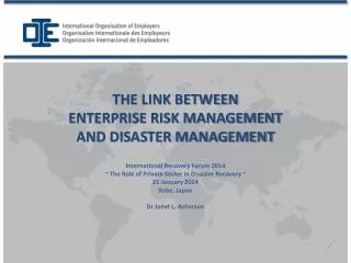 THE LINK BETWEEN ENTERPRISE RISK MANAGEMENT AND DISASTER MANAGEMENT