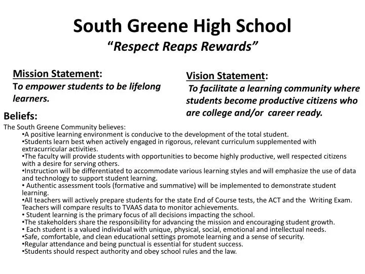 south greene high school respect reaps rewards