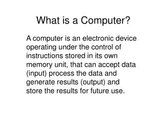 What is a Computer?