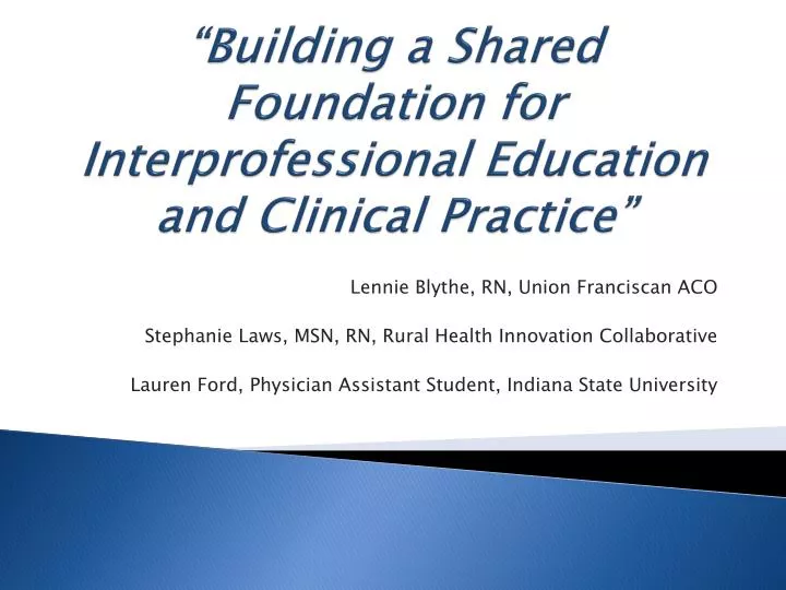 building a shared foundation for interprofessional education and clinical practice