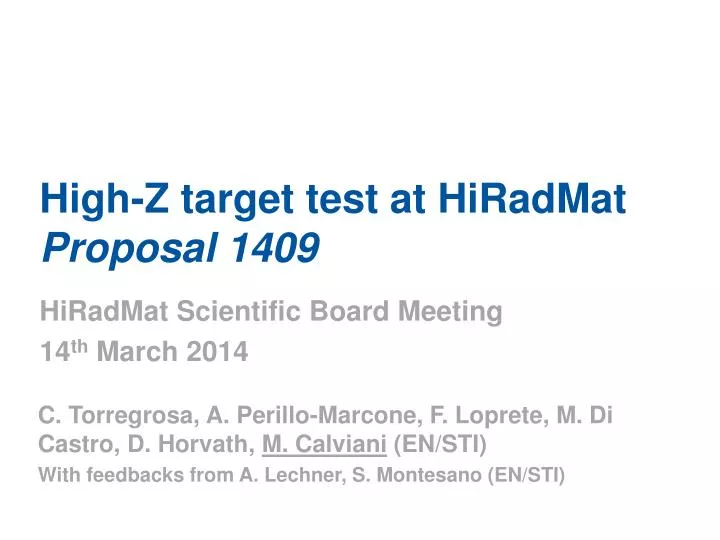 high z target test at hiradmat proposal 1409