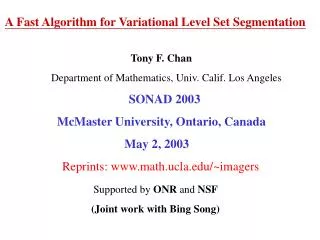A Fast Algorithm for Variational Level Set Segmentation