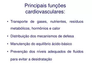 principais fun es cardiovasculares