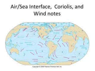 Air/Sea Interface, Coriolis , and Wind notes