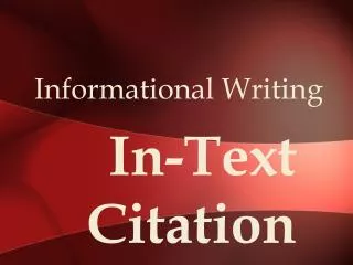 Informational Writing