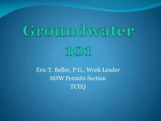 Groundwater 101