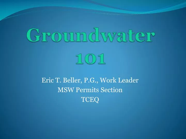 groundwater 101
