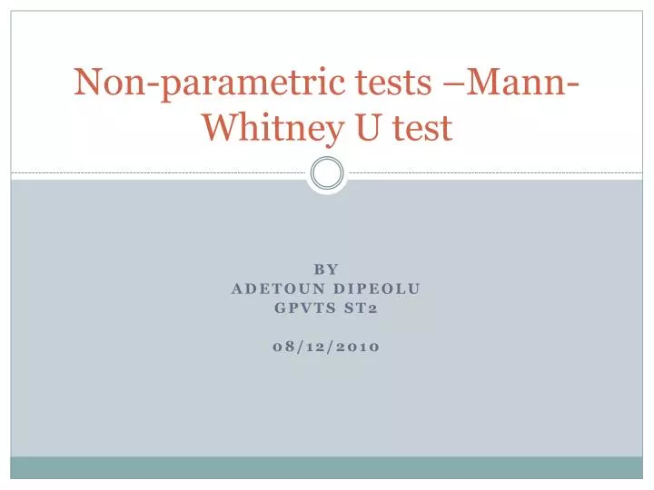 non parametric tests mann whitney u test
