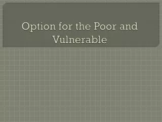 Option for the Poor and Vulnerable