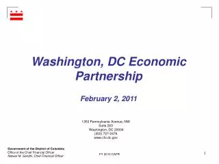 Washington, DC Economic Partnership February 2, 2011