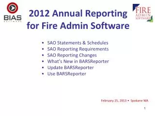 2012 Annual Reporting for Fire Admin Software