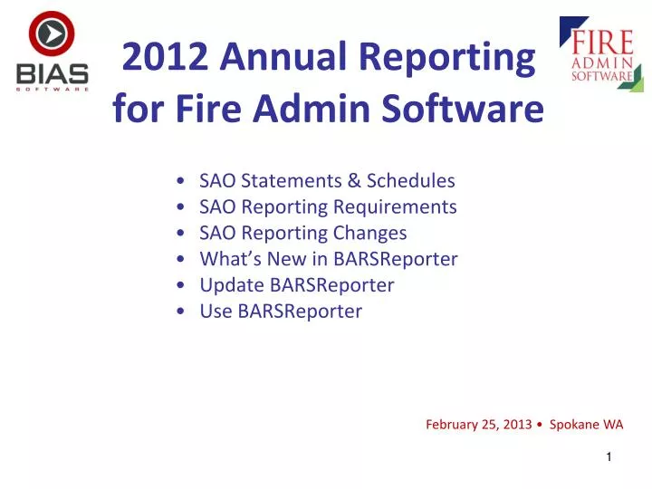 2012 annual reporting for fire admin software