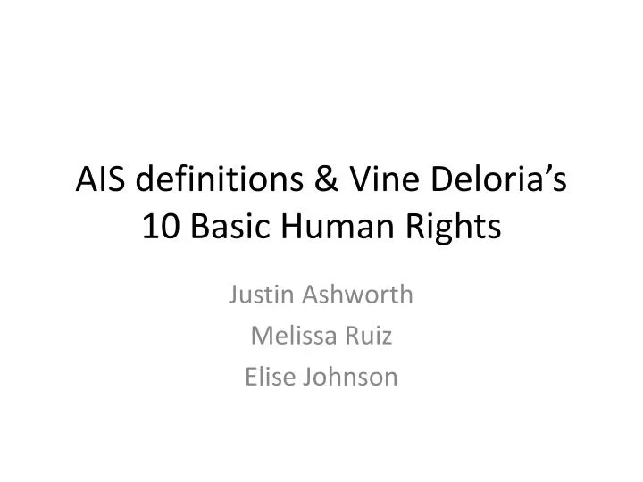 ais definitions vine deloria s 10 basic human rights