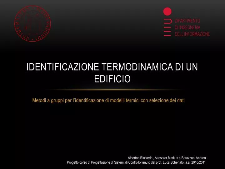 identificazione termodinamica di un edificio