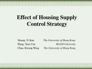 Effect of Housing Supply Control Strategy