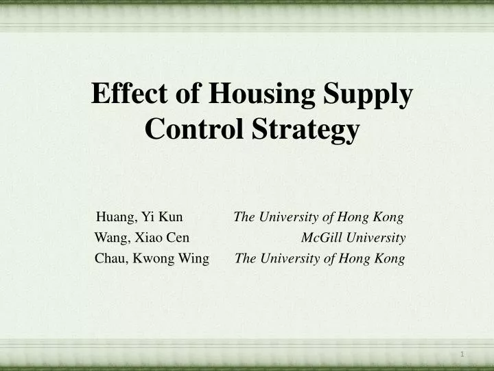 effect of housing supply control strategy