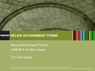 Relius Government Forms 1099/W-2 for New Users Tom Hunsinger