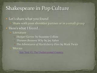 Shakespeare in Pop Culture