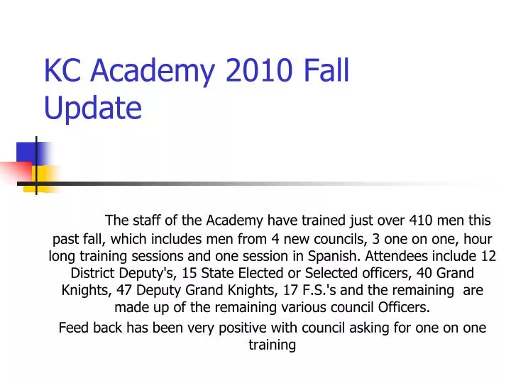 kc academy 2010 fall update