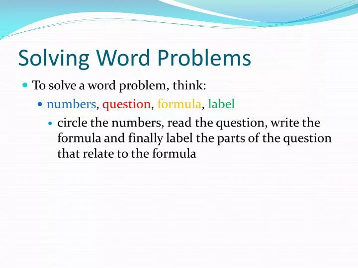 solving word problems