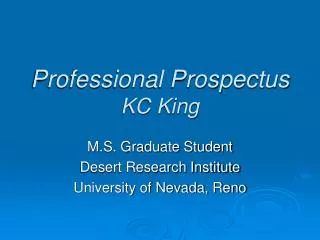 Professional Prospectus KC King