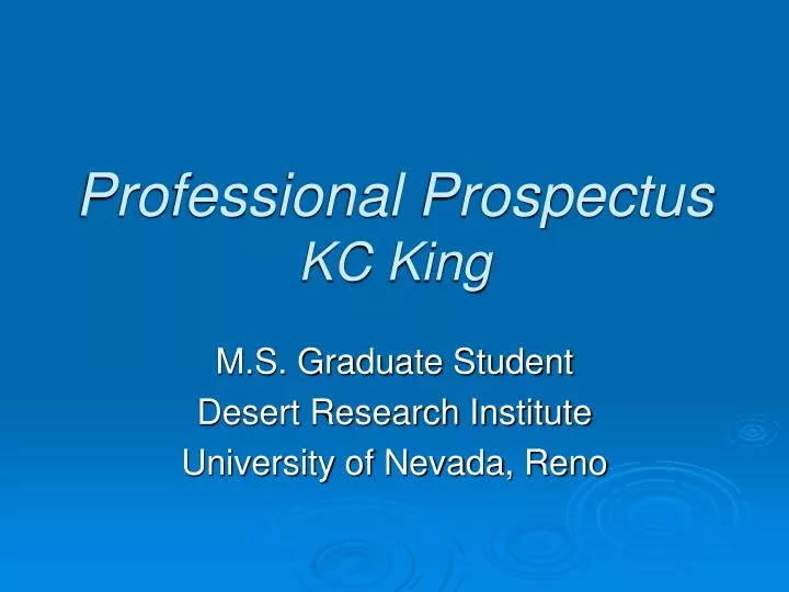 professional prospectus kc king