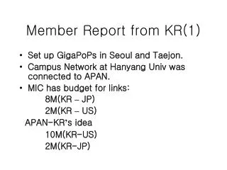 Member Report from KR(1)
