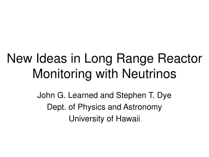 new ideas in long range reactor monitoring with neutrinos