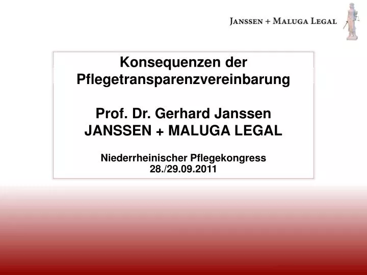 konsequenzen der pflegetransparenzvereinbarung prof dr gerhard janssen janssen maluga legal