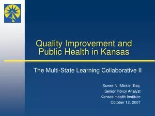 Quality Improvement and Public Health in Kansas