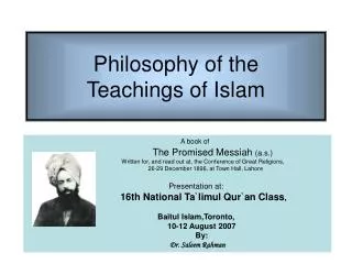 Philosophy of the Teachings of Islam