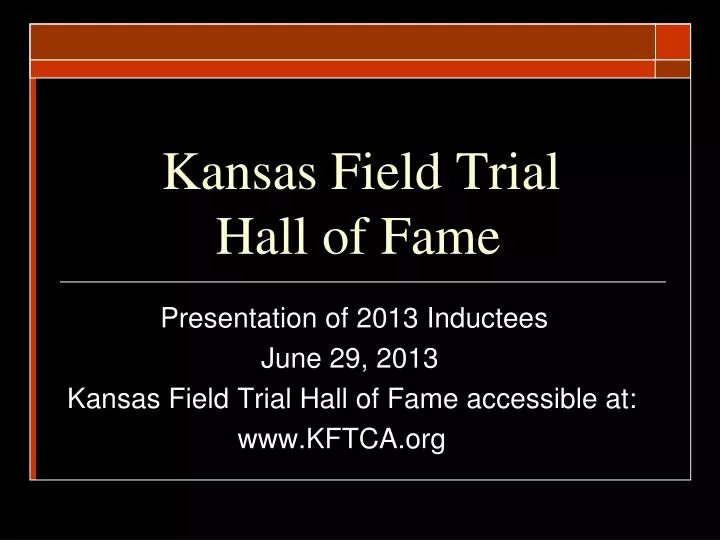 kansas field trial hall of fame