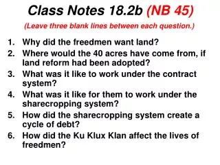 Class Notes 18.2b (NB 45)