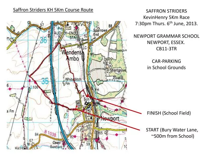 saffron striders kh 5km course route